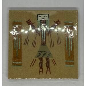 Navajo Sand Art Yei Signed 4” X 4” New and Sealed